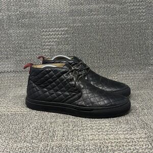 Del Toro Quilted Alto Chukka Mens Black Nappa Leather High Top Sneakers Italy